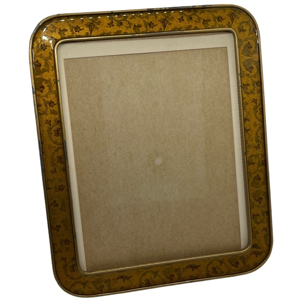 Vintage Yellow Enamel Floral Swivel Back Picture Frame, Rectangular 9x7"